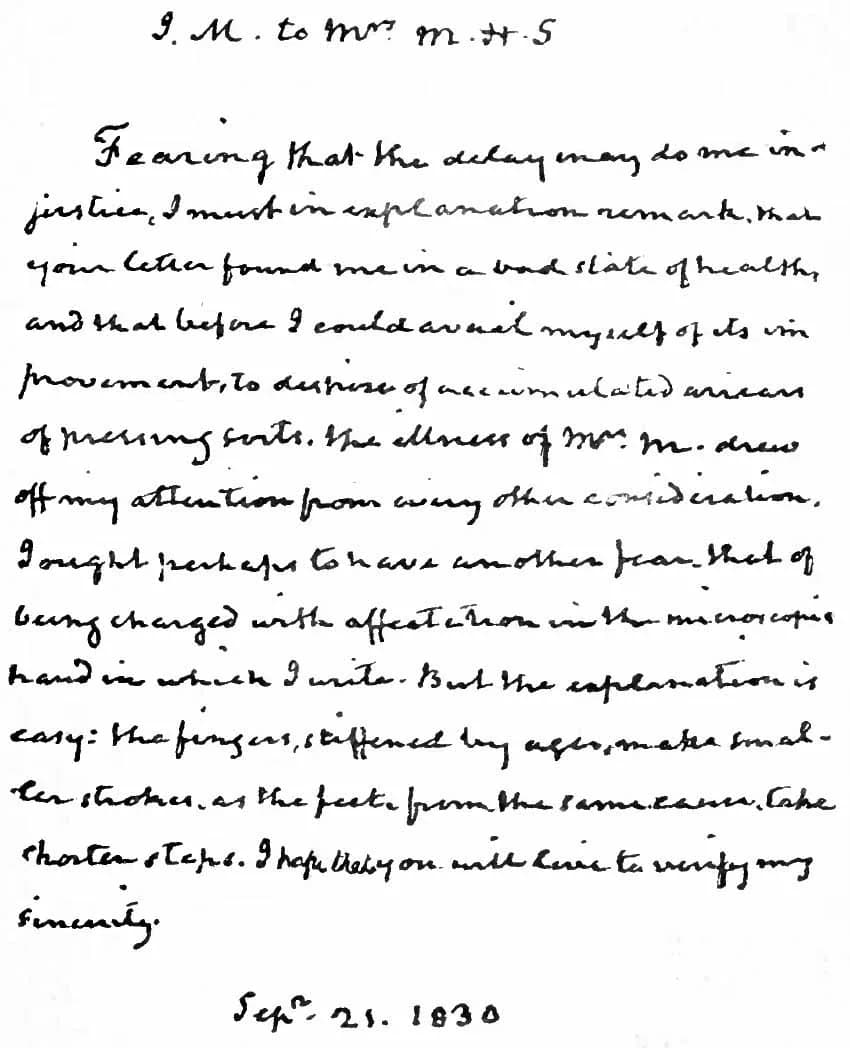 James Madison - Facsimile of a letter from United States President James Madison to Mrs. Margaret Harrison Smith.
