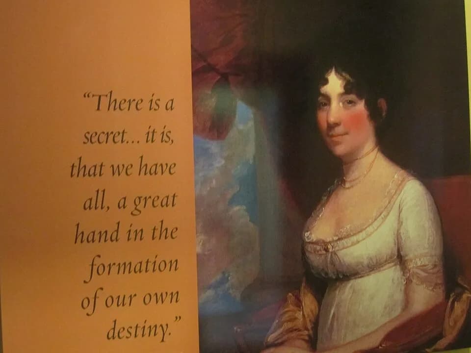 James Madison - I took this photo of Dolley Madison poster at Madison Museum in Orange, VA, with Canon camera.