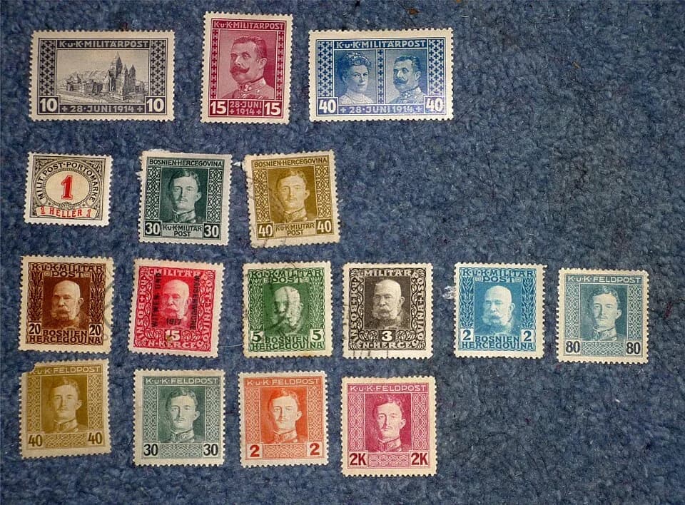 Archduke Franz Ferdinand of Austria - This page is an assembly of Bosnia and Herzegovina stamps, only 2 of them represent Franz Ferdinand!