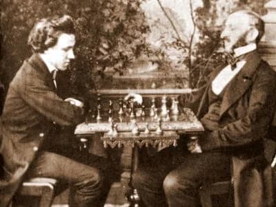Paul Morphy - Paul Morphy and Johann Löwenthal playing chess