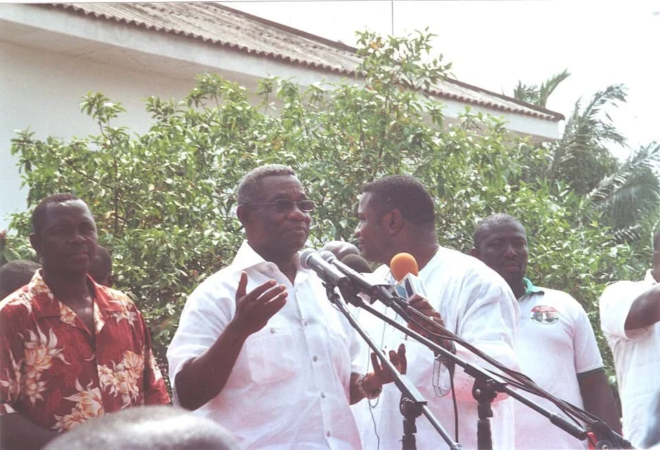John Evans Atta Mills - Prof. John Evans Atta-Mills declaring victory in Accra, Ghana after the elections in December 2008.