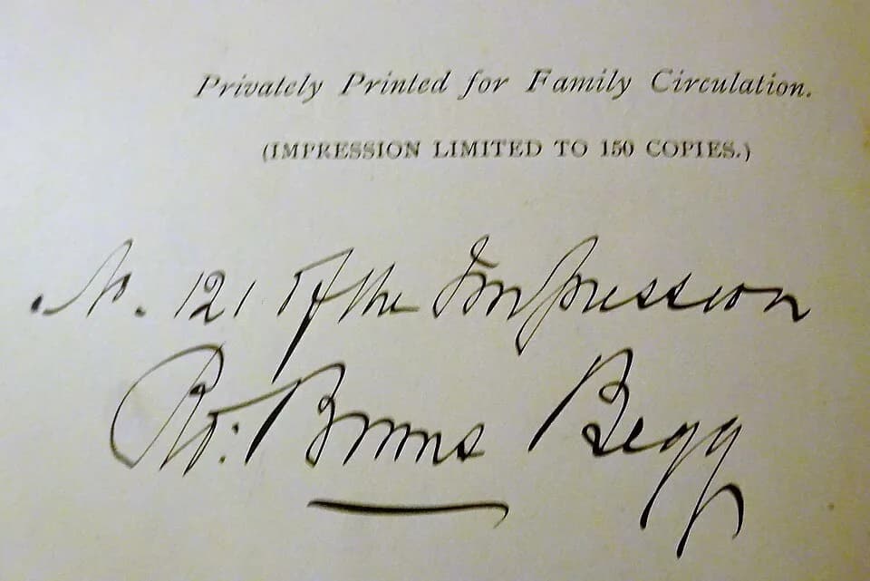 Robert Burns - The holograph signature of Robert Burns Begg, grandson of Isobel Burns, Robert Burns sister in her published memoir