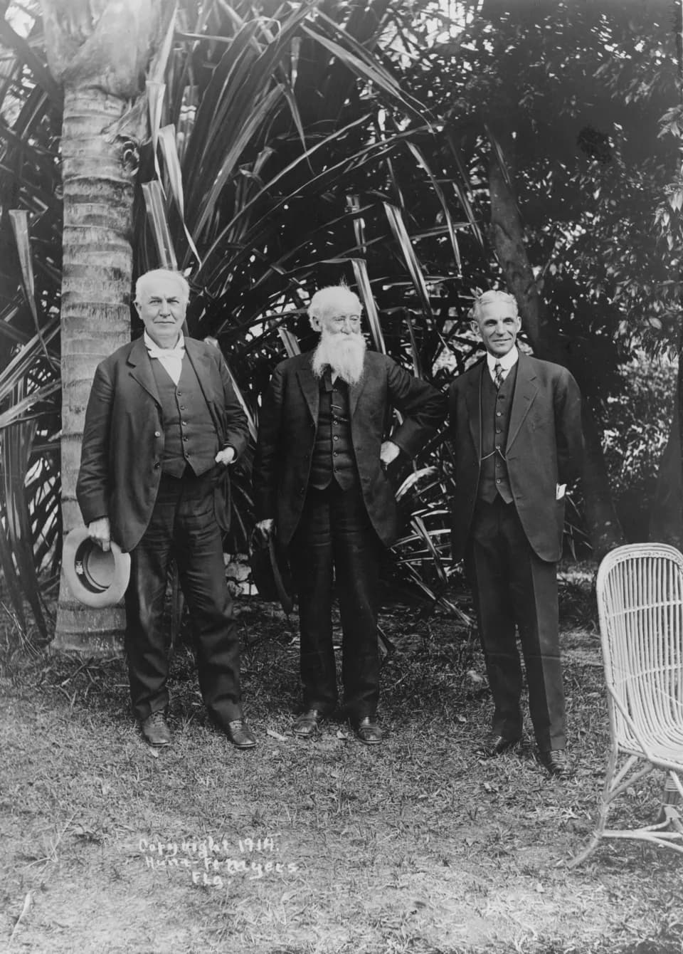 Henry Ford - Thomas Edison, John Burroughs, and Henry Ford, full-length portrait, standing, facing front, at Edison's home in Ft. Myers, Florida