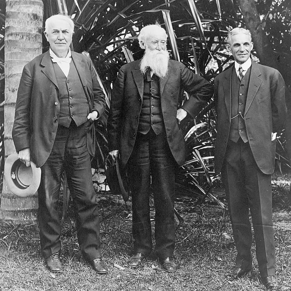 Henry Ford - Thomas Edison, John Burroughs, and Henry Ford, full-length portrait, standing, facing front, at Edison's home in Ft. Myers, Florida
