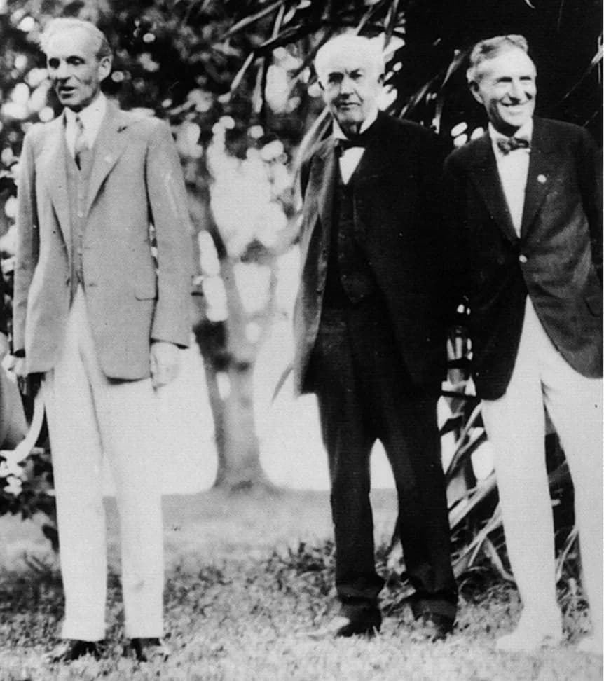 Henry Ford - A photograph of Henry Ford, Thomas Alva Edison, and Harvey Samuel Firestone - the fathers of modernity.