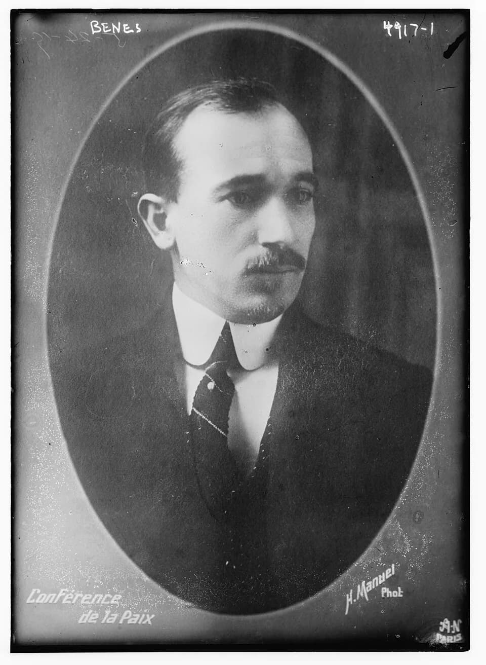 Edvard Beneš - Title: Benes
Abstract/medium: 1 negative : glass ; 5 x 7 in. or smaller.