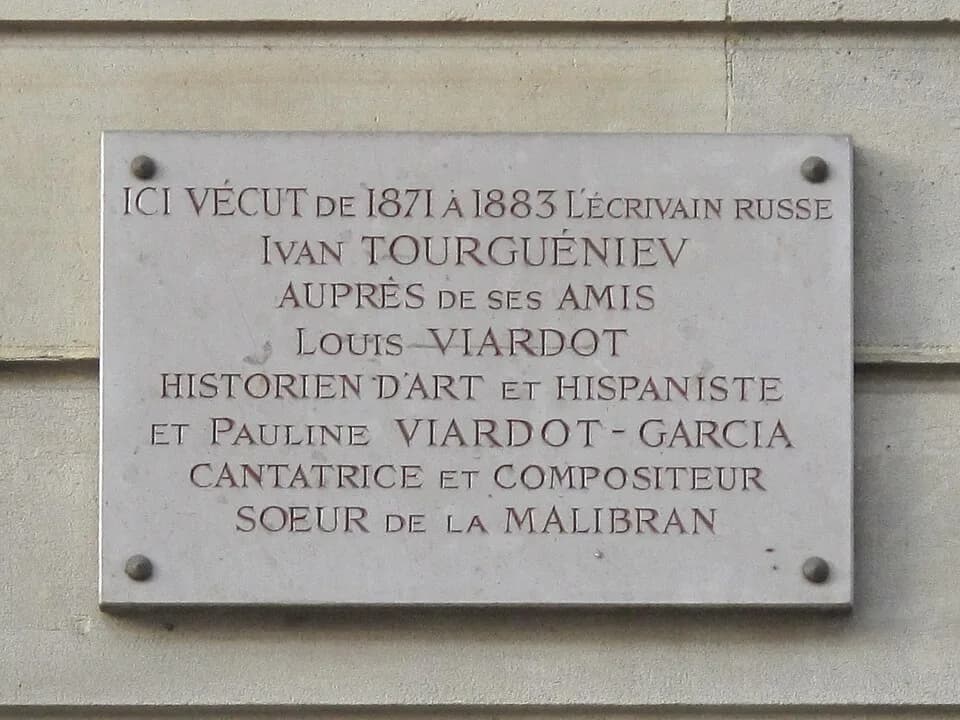 Ivan Turgenev - Plaque on the building where lived the Russian writer Ivan Tourgueniev : 50bis rue de Douai, Paris 9th arrond.