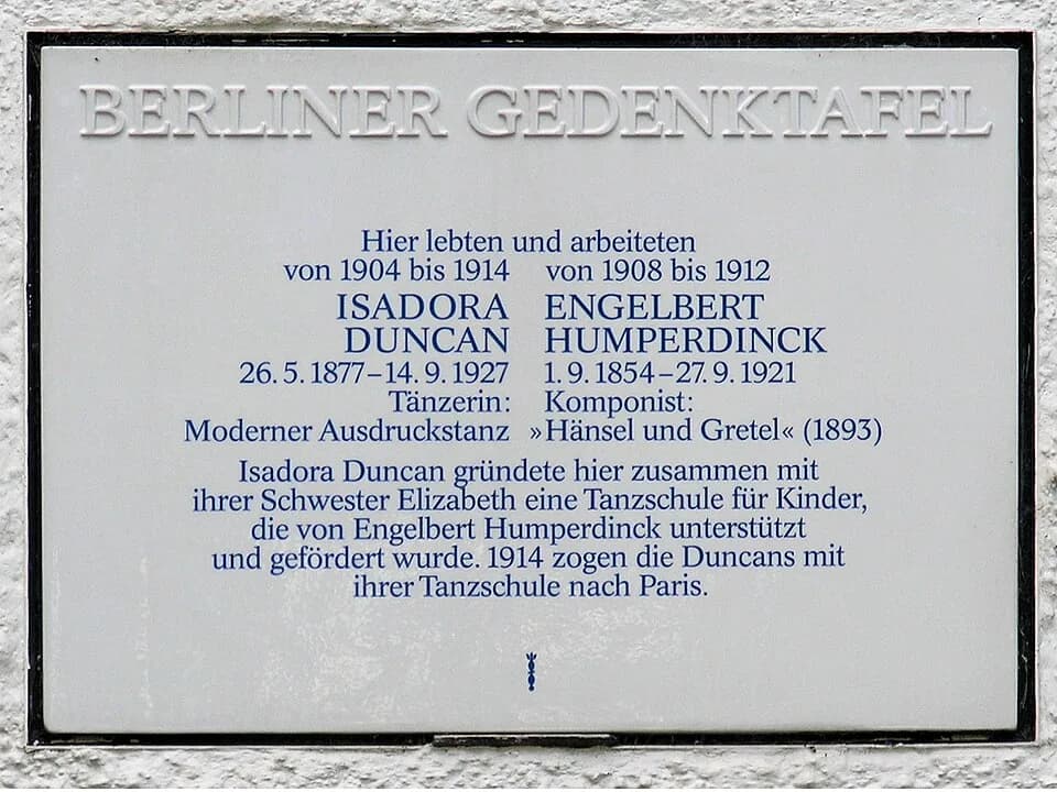 Isadora Duncan - Berlin memorial plaque, Isadora Duncan, Trabener Straße 16, Berlin-Grunewald, Germany