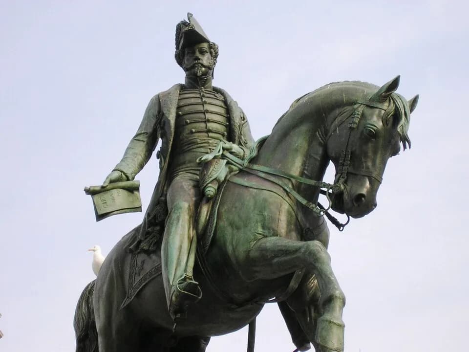 Pedro I of Brazil - King Pedro IV of Portugal monument in Porto, Portugal. 
by (Célestin Anatole Calmels - 1866). Author: Manuel de Sousa.