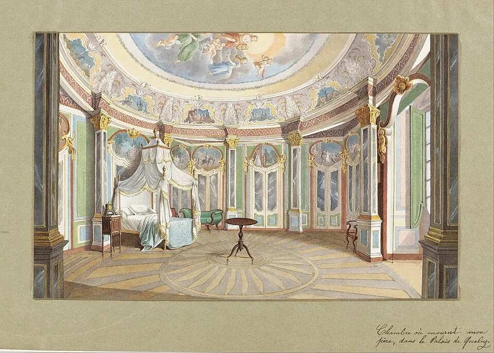 Pedro I of Brazil - Ferdinand le Feubure - Bedroom of King Pedro IV of Portugal (Emperor Dom Pedro I of Brazil), Palace of Queluz - Google Art Project.jpg