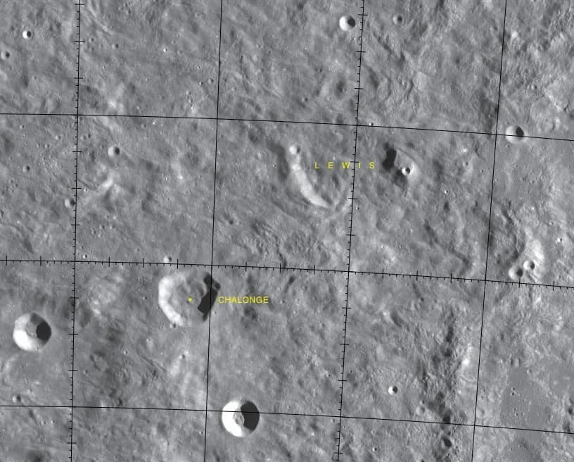 Gilbert N. Lewis - Cráter lunar Lewis. Localización. (Imagen LRO)