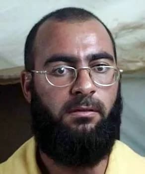 Abu Bakr al-Baghdadi - Mugshot of Abu Bakr al-Baghdadi taken by US armed forces while in detention at Camp Bucca in the vicinity of Umm Qasr, Iraq, in 2004.