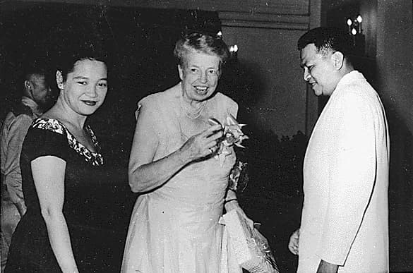 Ramon Magsaysay - Eleanor Roosevelt with President Ramon Magsaysay and Mrs. Luz Magsaysay of the Philippines in Manila