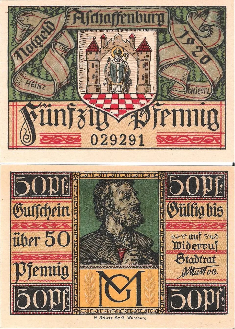 Matthias Grünewald - local emergency money, Aschaffenburg 1920