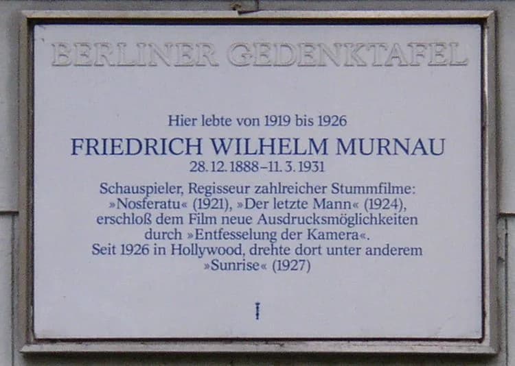 F. W. Murnau - Berlin memorial plaque for Friedrich Wilhelm Murnau in Berlin-Grunewald, Germany