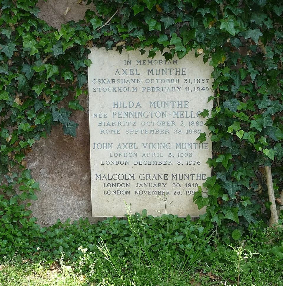 Axel Munthe - Memorials of the Munthe-family in Rome, cimitero accatolico