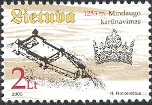 Mindaugas - Postage stamp of Lithuania, released in 2003, dedicated to the King of Lithuania Mindaugas.