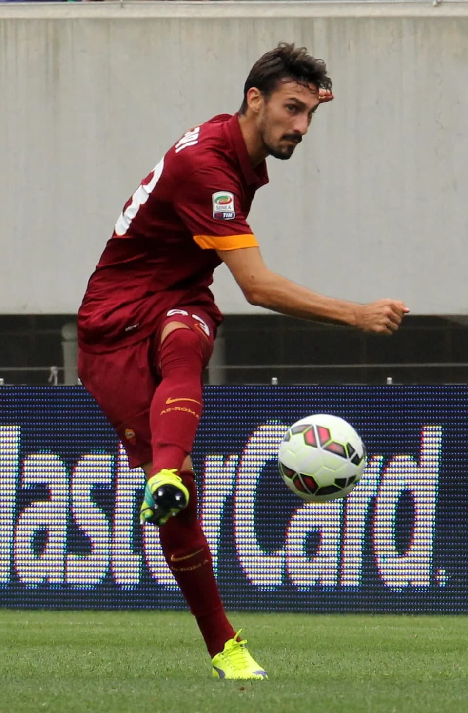 Davide Astori - Davide Astori playing for AS Roma in pre-season friendly against Inter Milan in International Champions Cup in 2014.