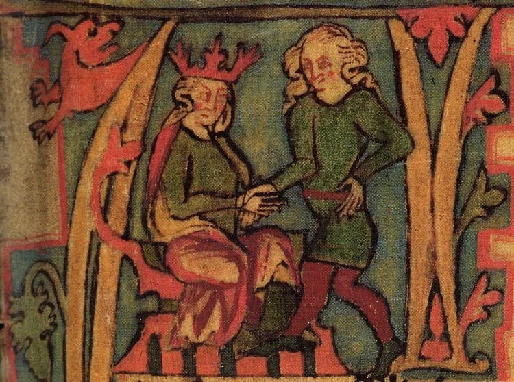 Harald Fairhair - King Haraldr hárfagri receives the kingdom out of his father's hands.