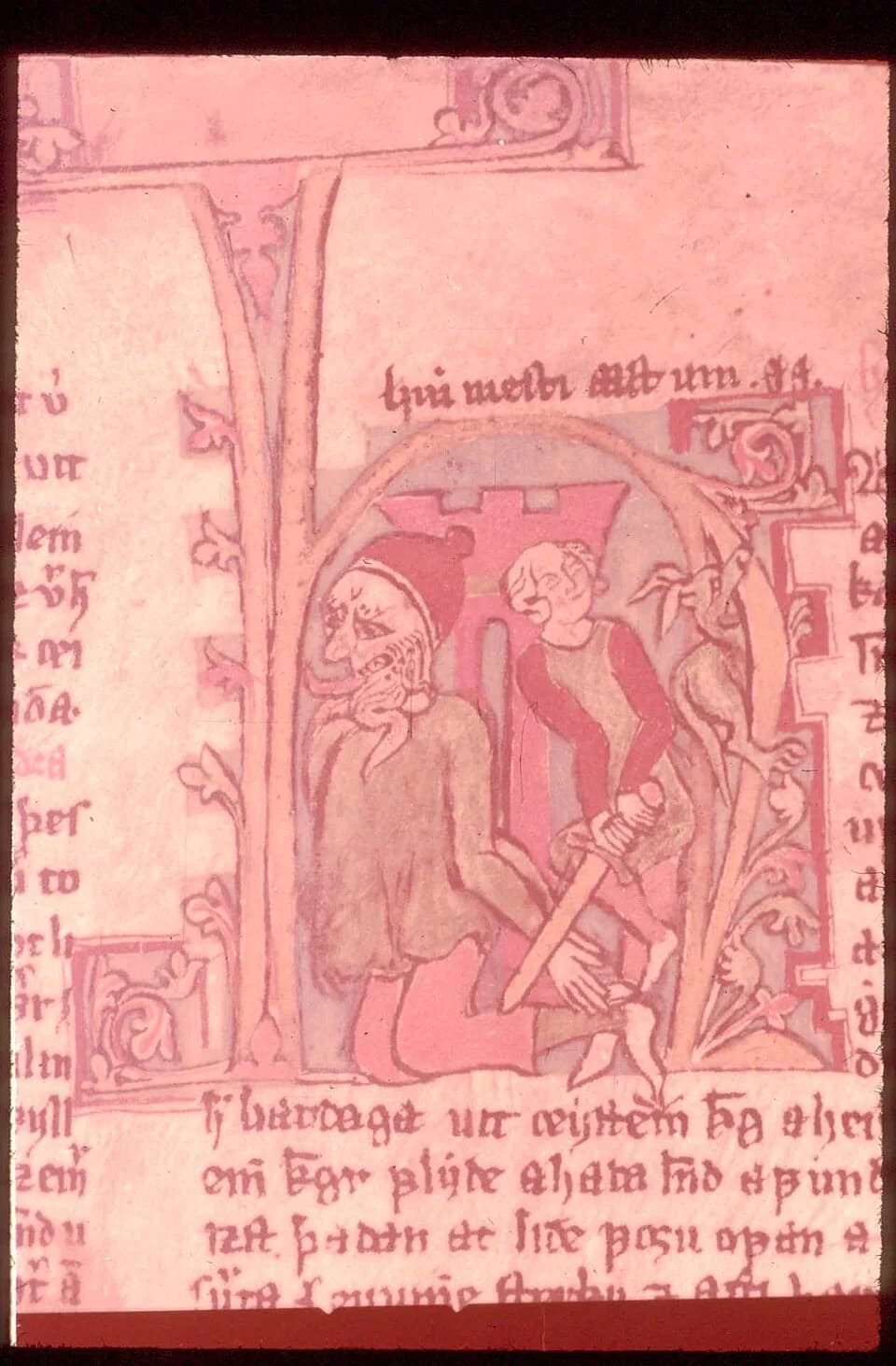Harald Fairhair - King Harald Fairhair releases his foster-father, the giant Dofri. Miniature from Flateyjarbok.