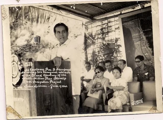 Diosdado Macapagal - President Diosdado Macapagal inaugurating the Masalip Dam in Tubao, La Union. From the private collection of Mayor Florencio Baltazar.