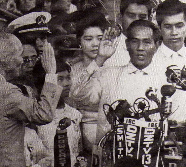 Diosdado Macapagal - Diosdado Macapagal swears in as President of the Philippines at the Quirino Grandstand, Manila on December 30, 1961