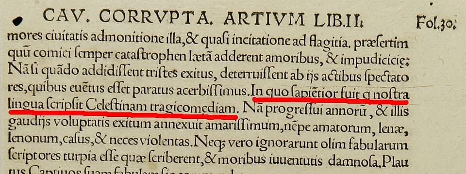 Juan Luis Vives - Portion of Juan Luis Vives Book (1531) showing Nostra lingua scripsit