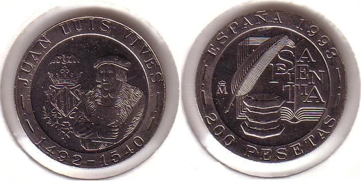 Juan Luis Vives - 200 pesetas. Juan Luís Vives