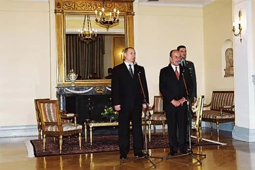 Konstantinos Stephanopoulos - ATHENS. President Putin at a news conference with Greek President Konstantinos Stephanopoulos.
