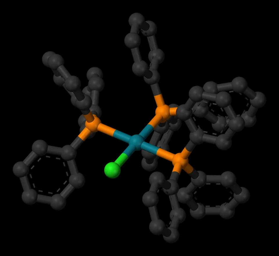 Geoffrey Wilkinson - Wilkinson's-catalyst-no-hydrogens-3D-balls.png