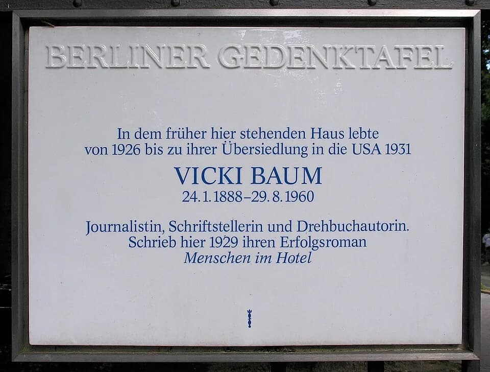 Vicki Baum - Berlin memorial plaque, Vicki Baum, Koenigsallee 43-45, Berlin-Grunewald, Germany