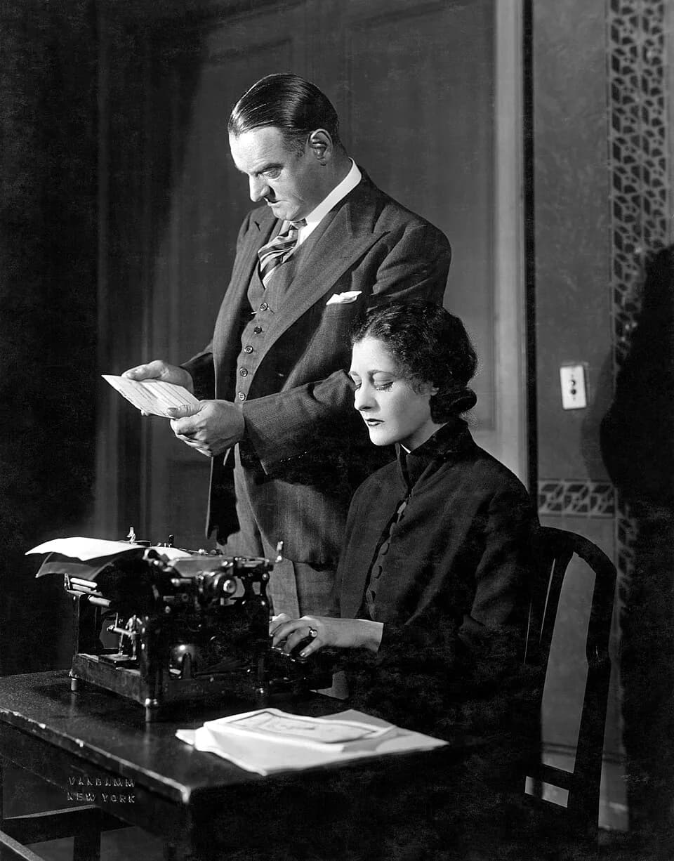 Vicki Baum - Promotional photograph of Siegfried Rumann (Sig Ruman) and Hortense Alden in the original Broadway production of Grand Hotel
Caption reads as follows:Preysing, the textile manufacturer (M
