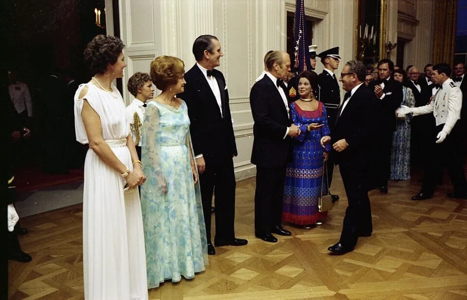 Malcolm Fraser - Prime Minister Malcolm Fraser of Australia, First Lady Betty Ford, and Mrs. Tamara Fraser Standing in the Receiving Line While President Gerald R. Ford and Chief of Protocol Shirley T