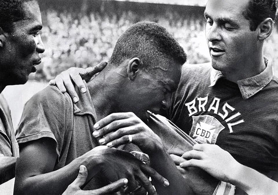 Didi - FIFA World Cup 1958. Final between Sweden and Brazil. The match ended 2-5. From the left Didi, Pelé and Gylmar.