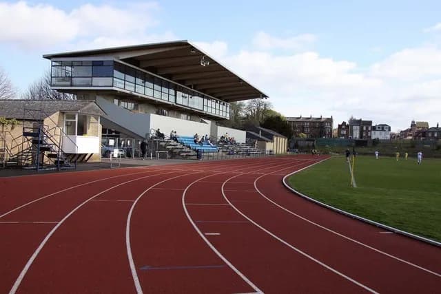 Roger Bannister - The Grandstand at the Roger Bannister running track, Oxford, England.