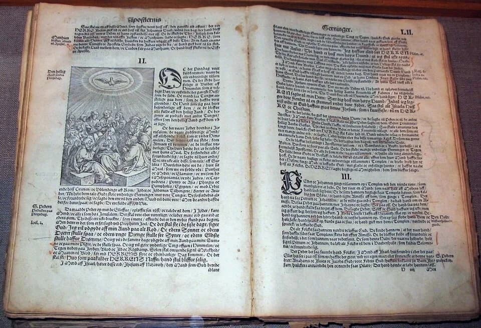 Christian III of Denmark - the Bible of Christian III of Denmark, the first Danish translation. Printed in Copenhagen, 1550 in 3000 copies