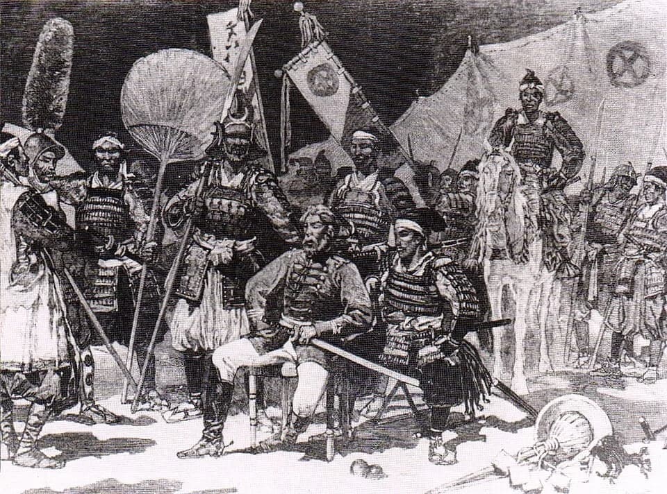 Saigō Takamori - Saigō Takamori with his officers, at the Satsuma Rebellion.