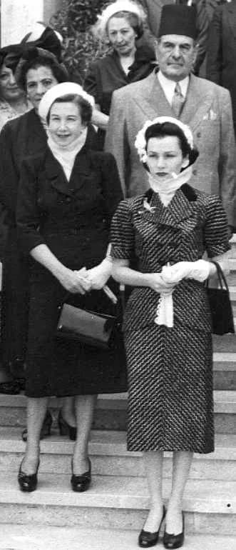 Princess Fawzia Fuad of Egypt - Princess Fawzia of Egypt (right), former wife of Mohammad Reza Pahlavi, Shah of Iran. The woman on the left is Siadat Raafat, granddaughter of Amin Chamsi Pasha.