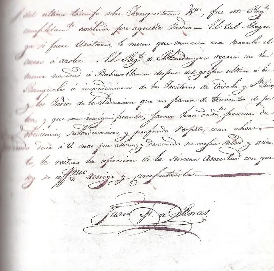 Juan Manuel de Rosas - Carta manuscrita de Juan Manuel de Rosas