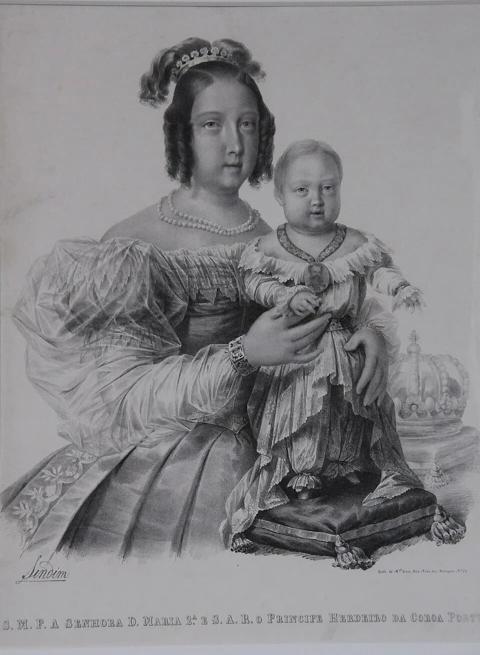 Maria II of Portugal - Maria II of Portugal and Pedro V of Portugal in Ajuda Palace.