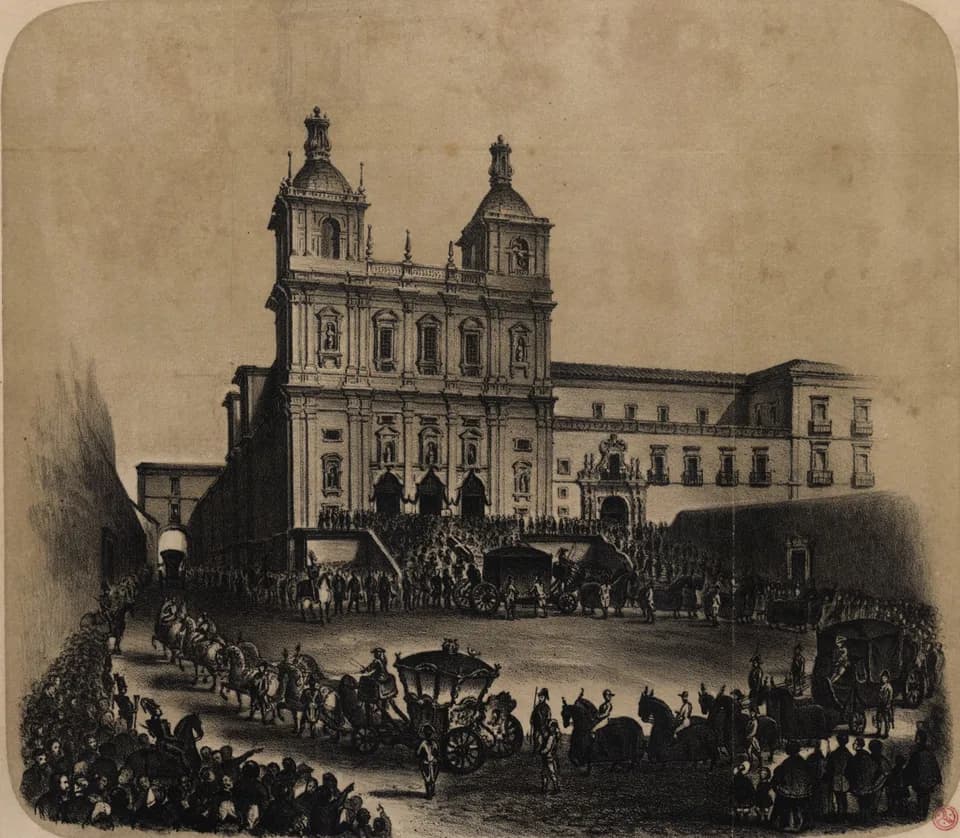 Maria II of Portugal - Arrival, at the Church of São Vicente de Fora, of the remains of Her Most Faithful Majesty, Queen Maria II (1854).