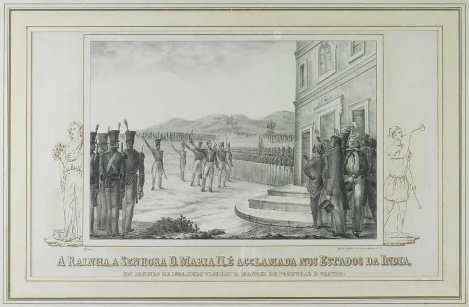 Maria II of Portugal - "The Queen, Maria II, is Acclaimed in the States of Portuguese India, in January 1834, by D. Manoel de Portugal e Castro, Vice-Roy".