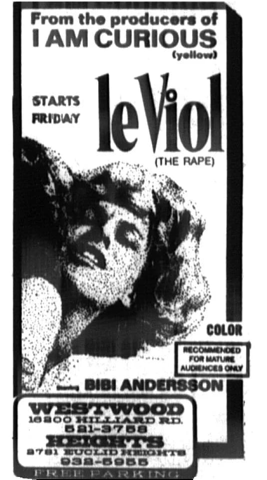 Bibi Andersson - Ad for Le Viol (English: The Rape, aka A Question of Rape) (1967), starring Bibi Anderson, Heights Theatre ad in Cleveland After Dark, March 11, 1970 Pg. 16.