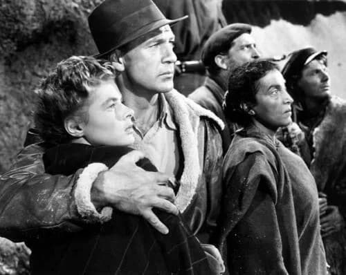 Katina Paxinou - Ingrid Bergman &amp; Gary Cooper in American epic war film For Whom the Bell Tolls (1943). See also film still. No copyright notice.
