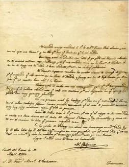 Manuel Belgrano - Letter written by Manuel Belgrano, one of the heroes of Independence War in Argentina.