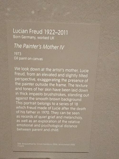 Lucian Freud - "A Mãe do Pintor IV", pintura a óleo sobre tela de 1973 de Lucian Freud, na exposição "Capturing The Moment", na Tate Modern, em Londres