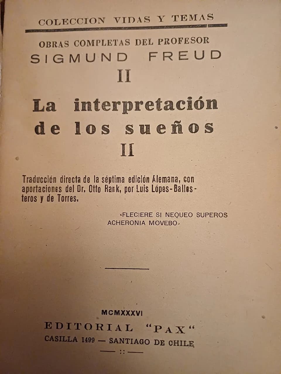 Otto Rank - Portada del volumen II de La interpretación de los sueños de Sigmund Freud