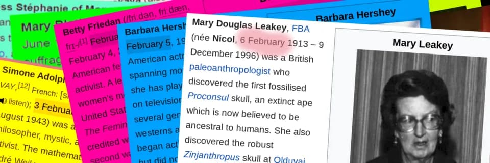 Mary Leakey - Woman of the Day from en:wiki screens