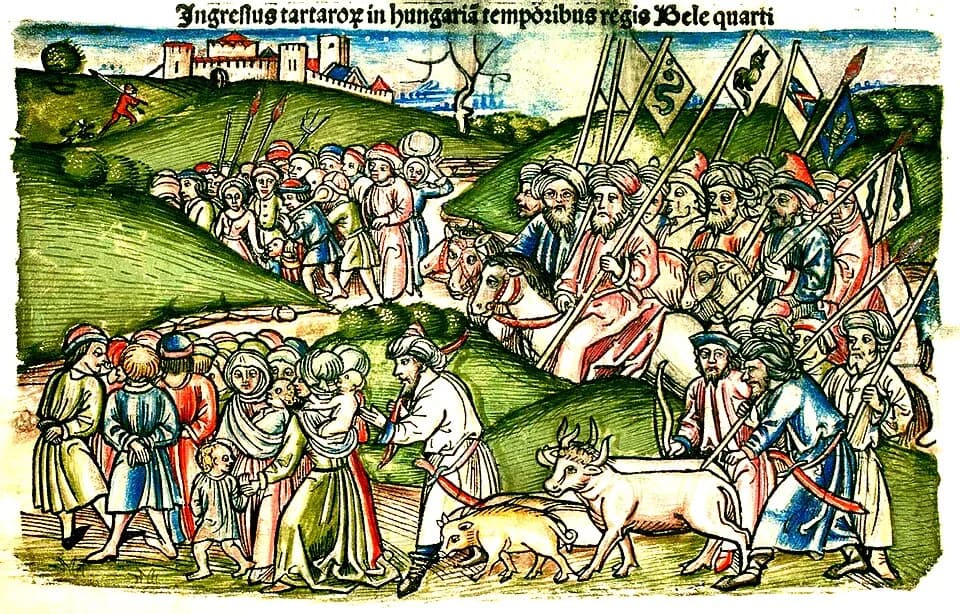 Béla IV of Hungary - The Mongol invasion in Hungary in Chronica Hungarorum by Johannes de Thurocz