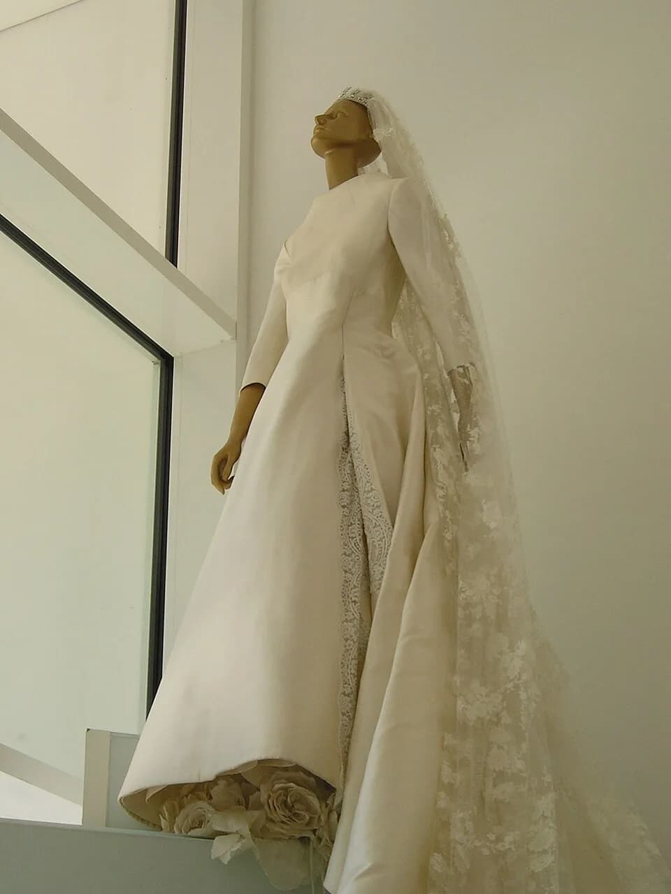 Valentino - Detail of a wedding dress by Valentino at the exhibition "Valentino a Roma" at Museo Ara Pacis in Rome